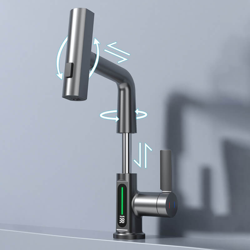 Innovativer LED Wasserhahn mit 360°-Schwenkarm und Temperaturanzeige – Perfekt für Küche & Bad