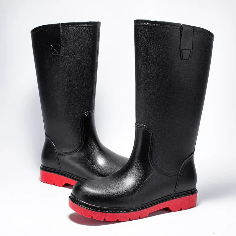 Herren Wasserdichte Mid-Calf PVC Regen Stiefel – Rutschfeste Sohle für den Herbst