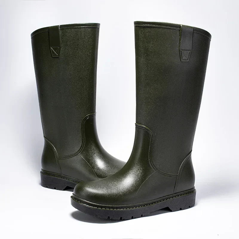Herren Wasserdichte Mid-Calf PVC Regen Stiefel – Rutschfeste Sohle für den Herbst