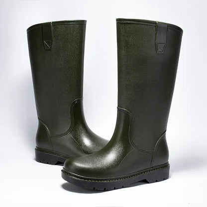 Herren Wasserdichte Mid-Calf PVC Regen Stiefel – Rutschfeste Sohle für den Herbst