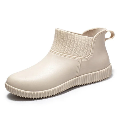 Moderne Damen-Knöchel-Regenstiefel für den Herbst – Wasserdicht & Bequem mit Strickbündchen