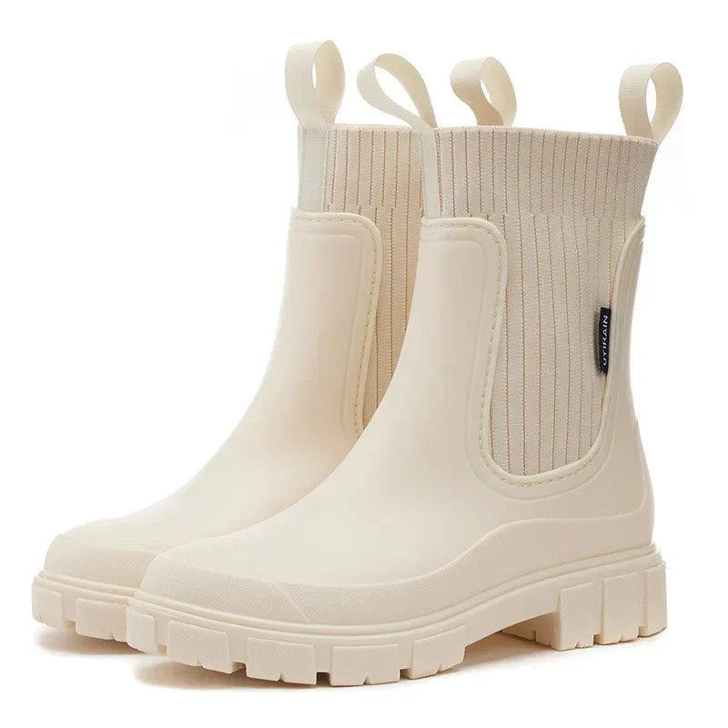 Warme Damen-Regenstiefel – Stilvolle, bequeme Mid-Calf-Gummistiefel für Herbst & Nasses Wetter