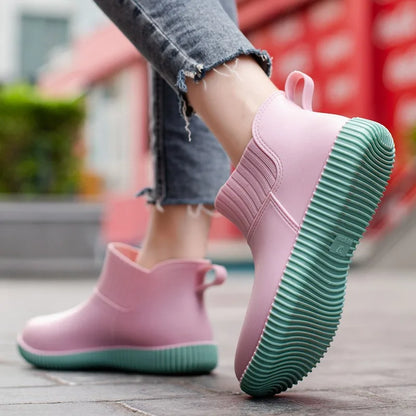 Moderne Damen-Knöchel-Regenstiefel für den Herbst – Wasserdicht & Bequem mit Strickbündchen