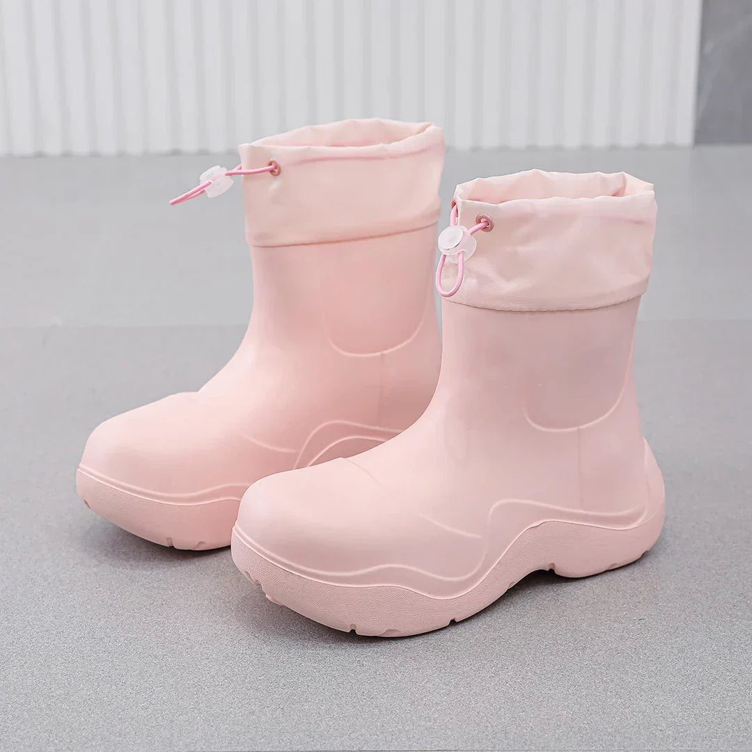 Modische Damen-Knöchel-Gummistiefel für den Herbst – Wasserdicht mit Strickdesign & rutschfester Sohle