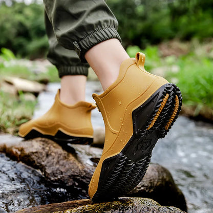 Wasserdichte Damen-Regenstiefel für den Herbst: Stilvolle Mid-Calf Gummistiefel mit rutschfester Sohle für maximalen Komfort