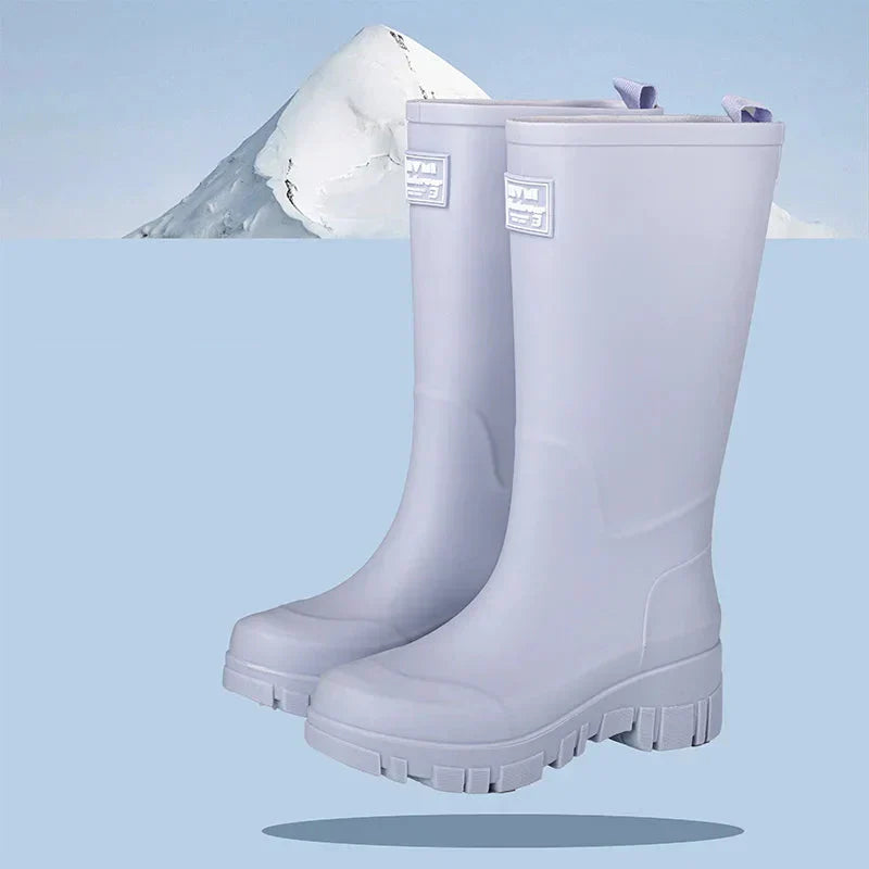 Wasserdichte Schwarze Chelsea Regenstiefel für Damen mit Blockabsatz & Profilsohle – Perfekt für Herbst & Nasses Wetter