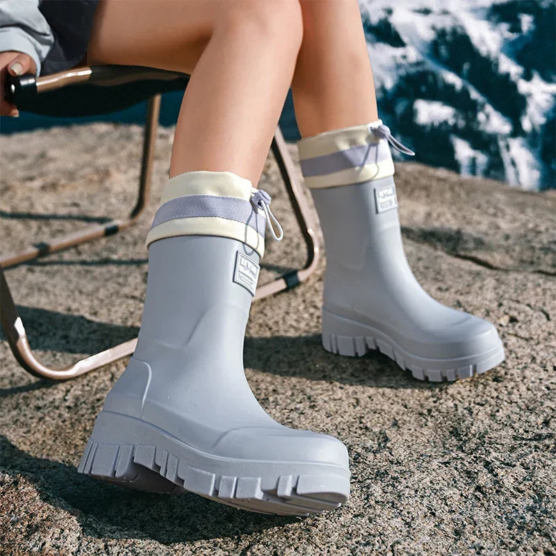 Elegante Damen-Retro-Gummistiefel – Wasserdichte & rutschfeste Stiefel für den Herbst