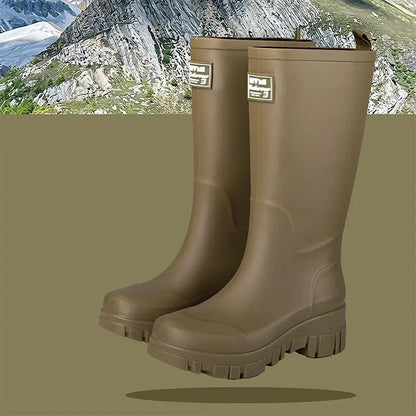 Wasserdichte Schwarze Chelsea Regenstiefel für Damen mit Blockabsatz & Profilsohle – Perfekt für Herbst & Nasses Wetter