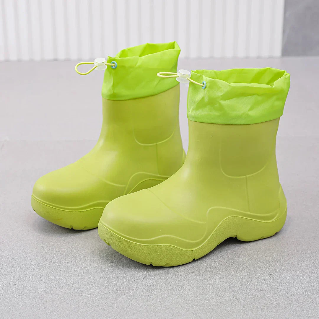 Modische Damen-Knöchel-Gummistiefel für den Herbst – Wasserdicht mit Strickdesign & rutschfester Sohle