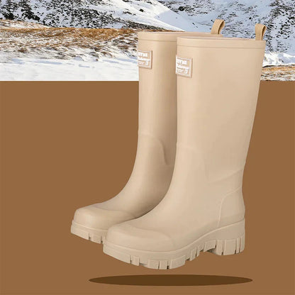 Wasserdichte Schwarze Chelsea Regenstiefel für Damen mit Blockabsatz & Profilsohle – Perfekt für Herbst & Nasses Wetter
