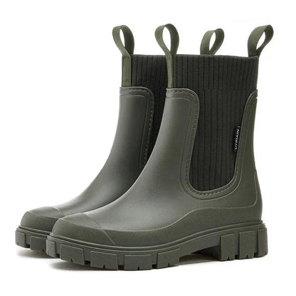 Warme Damen-Regenstiefel – Stilvolle, bequeme Mid-Calf-Gummistiefel für Herbst & Nasses Wetter