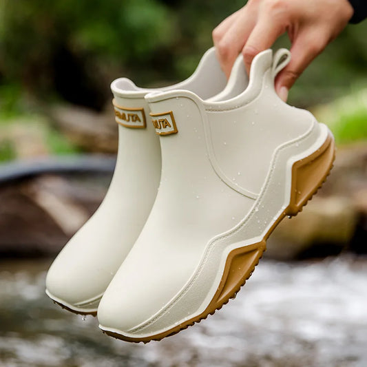 Wasserdichte Damen-Regenstiefel für den Herbst: Stilvolle Mid-Calf Gummistiefel mit rutschfester Sohle für maximalen Komfort