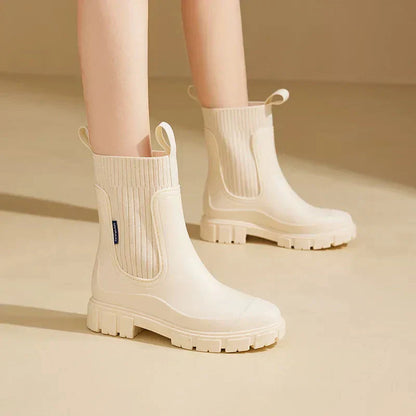 Warme Damen-Regenstiefel – Stilvolle, bequeme Mid-Calf-Gummistiefel für Herbst & Nasses Wetter