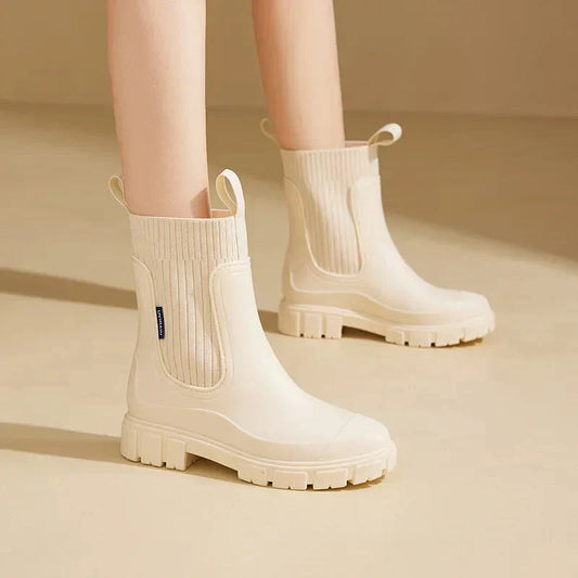 Warme Damen-Regenstiefel – Stilvolle, bequeme Mid-Calf-Gummistiefel für Herbst & Nasses Wetter
