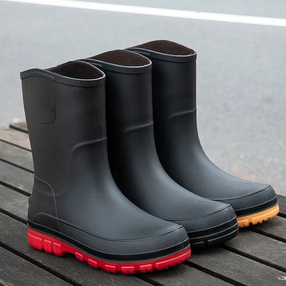 Robuste Herren-Gummistiefel für den Herbst – Wasserdichte Mittelhohe PVC-Stiefel mit rutschfester Sohle für maximalen Komfort und Halt