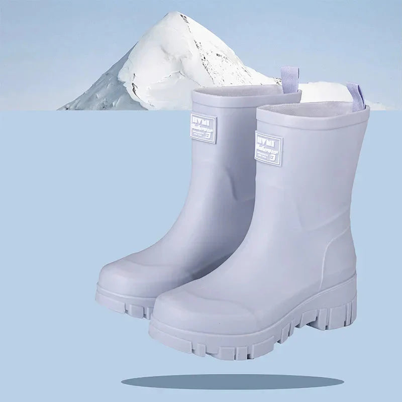 Wasserdichte Schwarze Chelsea Regenstiefel für Damen mit Blockabsatz & Profilsohle – Perfekt für Herbst & Nasses Wetter