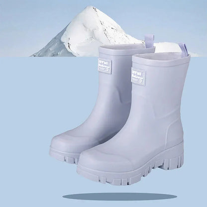 Wasserdichte Schwarze Chelsea Regenstiefel für Damen mit Blockabsatz & Profilsohle – Perfekt für Herbst & Nasses Wetter