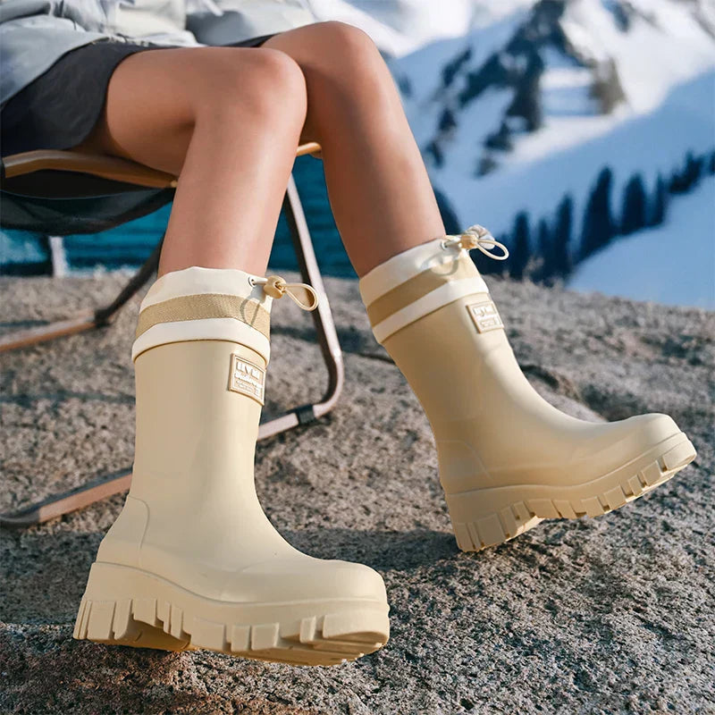 Elegante Damen-Retro-Gummistiefel – Wasserdichte & rutschfeste Stiefel für den Herbst