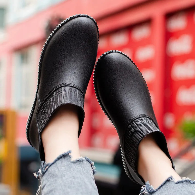 Moderne Damen-Knöchel-Regenstiefel für den Herbst – Wasserdicht & Bequem mit Strickbündchen