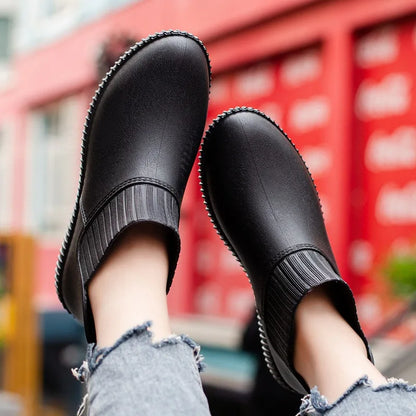 Moderne Damen-Knöchel-Regenstiefel für den Herbst – Wasserdicht & Bequem mit Strickbündchen