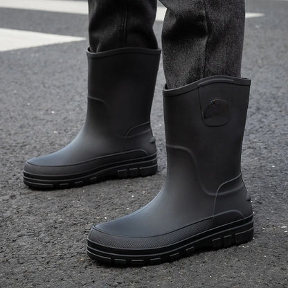 Robuste Herren-Gummistiefel für den Herbst – Wasserdichte Mittelhohe PVC-Stiefel mit rutschfester Sohle für maximalen Komfort und Halt