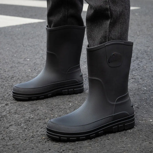 Robuste Herren-Gummistiefel für den Herbst – Wasserdichte Mittelhohe PVC-Stiefel mit rutschfester Sohle für maximalen Komfort und Halt