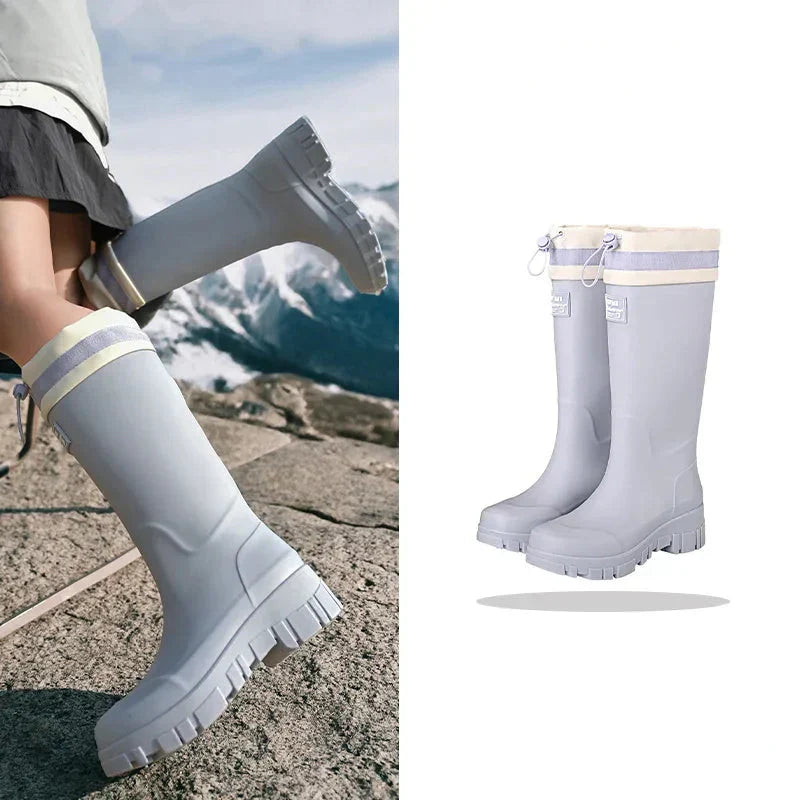 Elegante Damen-Retro-Gummistiefel – Wasserdichte & rutschfeste Stiefel für den Herbst