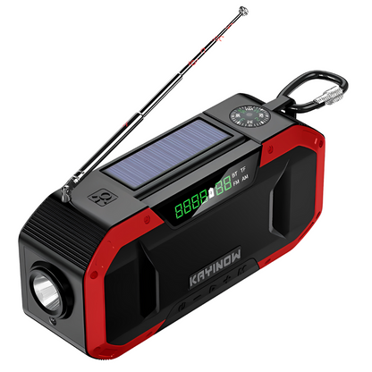 SolaireGuard Notfallradio AM/FM mit LED, Solar- und Kurbelladung, 5000mAh/10000mAh Powerbank, Leselicht, SOS-Alarm