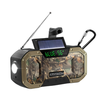 SolaireGuard Notfallradio AM/FM mit LED, Solar- und Kurbelladung, 5000mAh/10000mAh Powerbank, Leselicht, SOS-Alarm