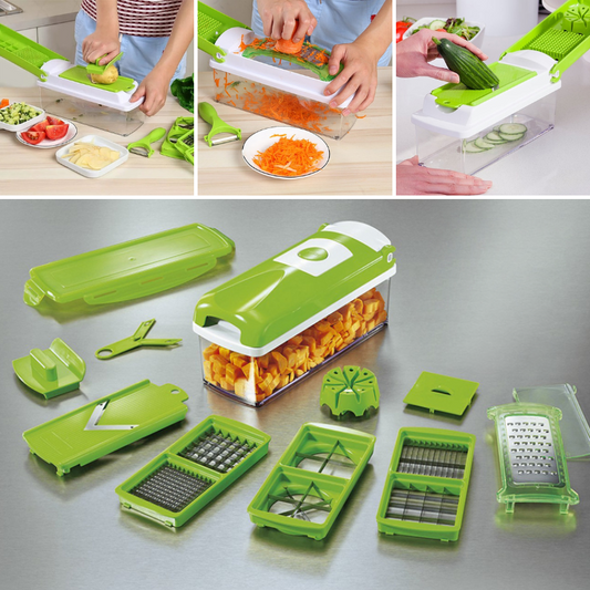 SliceSafe | 12-in-1 Gemüseschneider – Mühelose Zubereitung für Ihre Küche