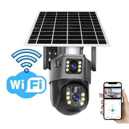 DualGuard Solar 4K Überwachungskamera mit 10-fach Zoom & 360° Schwenk-Neige-Funktion | Kristallklares 4K Ultra HD, Nachtsicht, Zwei-Wege-Audio, IP66 Wetterfest