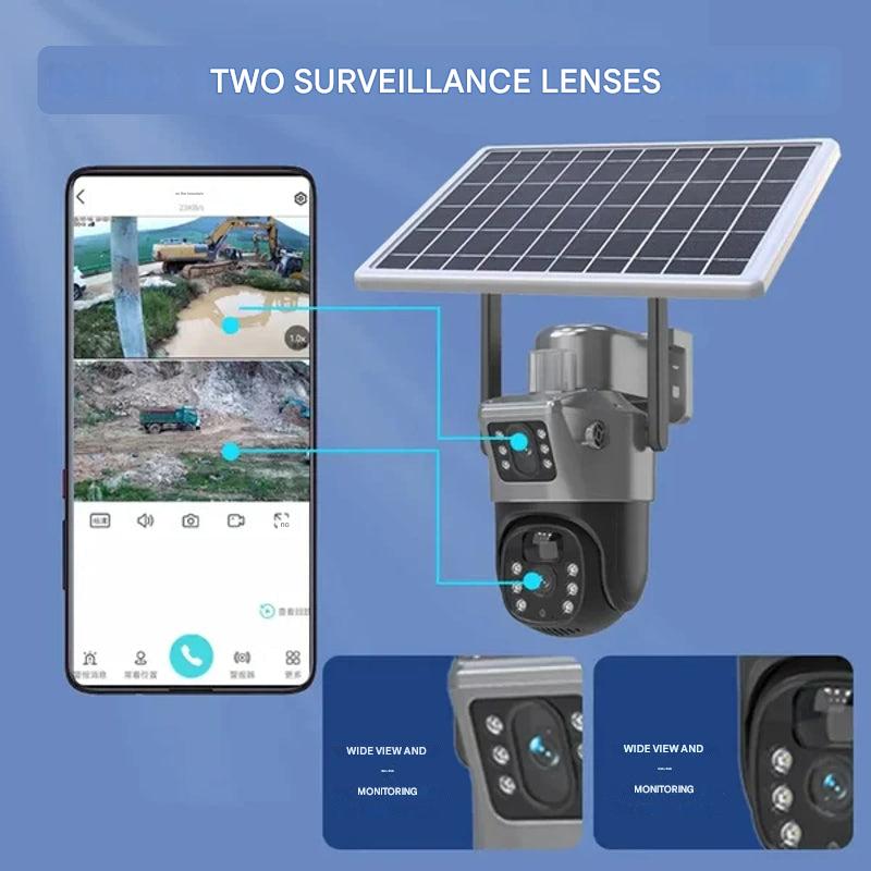 DualGuard Solar 4K Überwachungskamera mit 10-fach Zoom & 360° Schwenk-Neige-Funktion | Kristallklares 4K Ultra HD, Nachtsicht, Zwei-Wege-Audio, IP66 Wetterfest