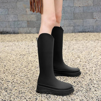 Wasserdichte Damen-Regenstiefel für den Herbst: Hohe Gummistiefel mit rutschfester Sohle für maximalen Komfort und Schutz