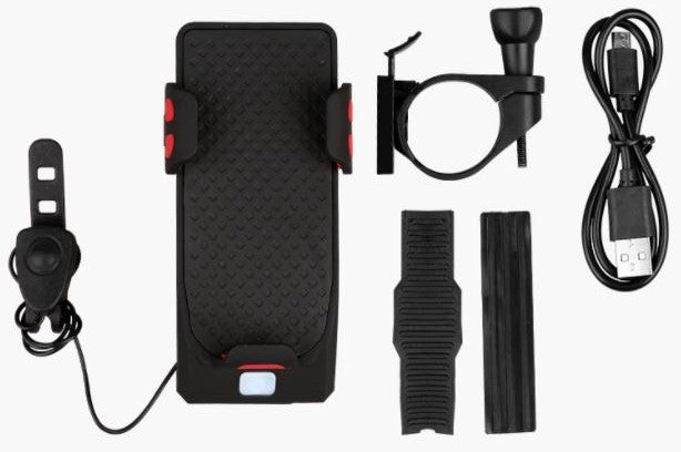 FietsPro 4-in-1 Fahrradzubehör: LED-Licht, Powerbank, Klingel & Handyhalterung – Sicher durch den Herbst!
