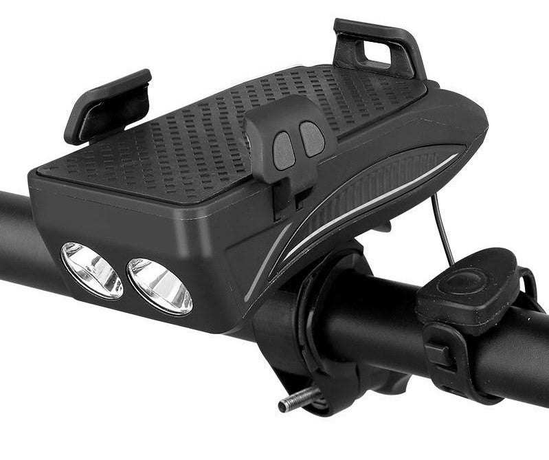 FietsPro 4-in-1 Fahrradzubehör: LED-Licht, Powerbank, Klingel & Handyhalterung – Sicher durch den Herbst!