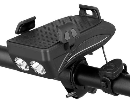 FietsPro 4-in-1 Fahrradzubehör: LED-Licht, Powerbank, Klingel & Handyhalterung – Sicher durch den Herbst!