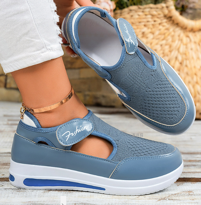 Erfuso Damen Mary Jane Sneaker | Atmungsaktive Klett-Sportschuhe