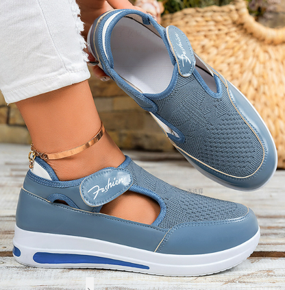 Erfuso Damen Mary Jane Sneaker | Atmungsaktive Klett-Sportschuhe