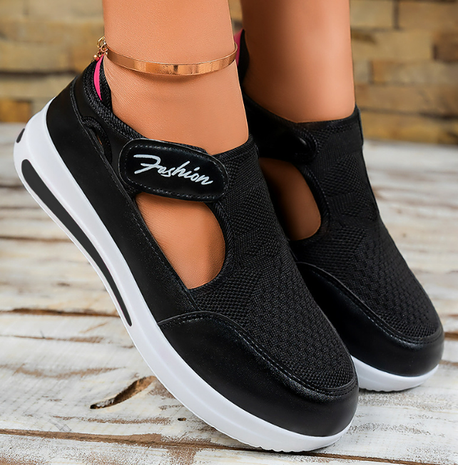 Erfuso Damen Mary Jane Sneaker | Atmungsaktive Klett-Sportschuhe