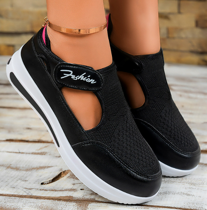 Erfuso Damen Mary Jane Sneaker | Atmungsaktive Klett-Sportschuhe
