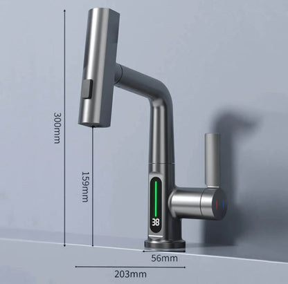 Innovativer LED Wasserhahn mit 360°-Schwenkarm und Temperaturanzeige – Perfekt für Küche & Bad