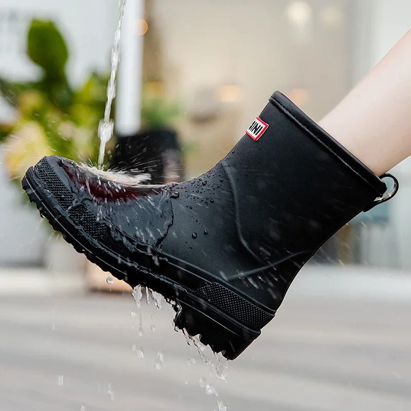 Modische Damen-Gummistiefel – Wasserdichte Mid-Calf Stiefel mit rutschfester Sohle für herbstlichen Komfort & schicken Look