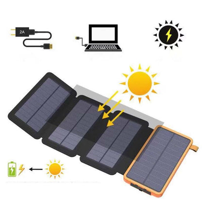 PowerFold Solar Power Bank – Tragbares, faltbares & wasserdichtes Ladegerät für Energie unterwegs
