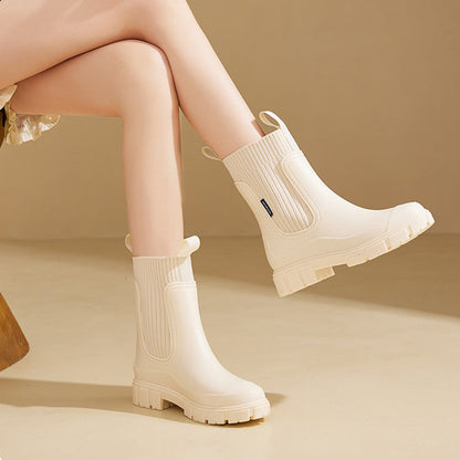 Modische Damen-Regenstiefel – Warm, rutschfest für Komfort & Stil im Herbst
