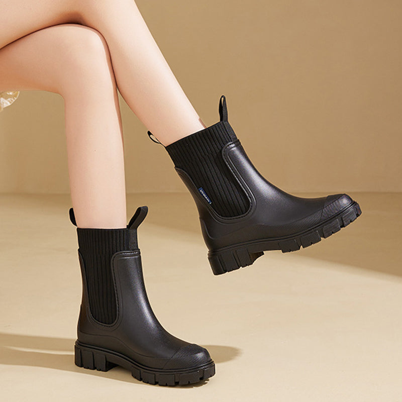 Modische Damen-Regenstiefel – Warm, rutschfest für Komfort & Stil im Herbst