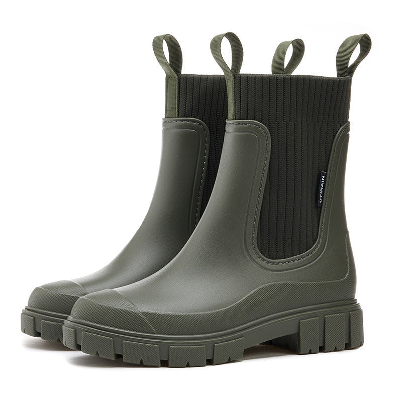 Modische Damen-Regenstiefel – Warm, rutschfest für Komfort & Stil im Herbst