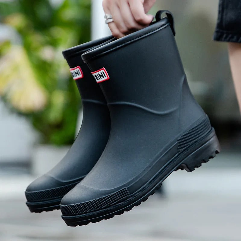 Modische Damen-Gummistiefel – Wasserdichte Mid-Calf Stiefel mit rutschfester Sohle für herbstlichen Komfort & schicken Look