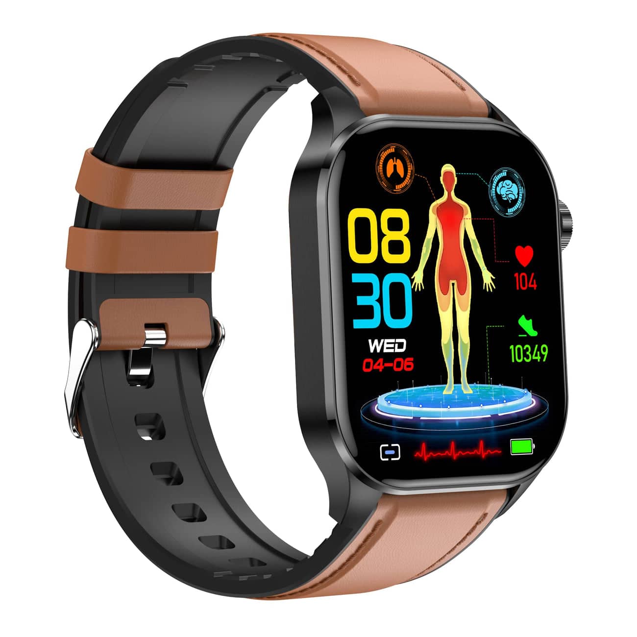 Intelligente Gesundheitsuhr: EKG, Blutdruck, Fitness & Schlaf-Tracking | Kompatibel mit iOS & Android