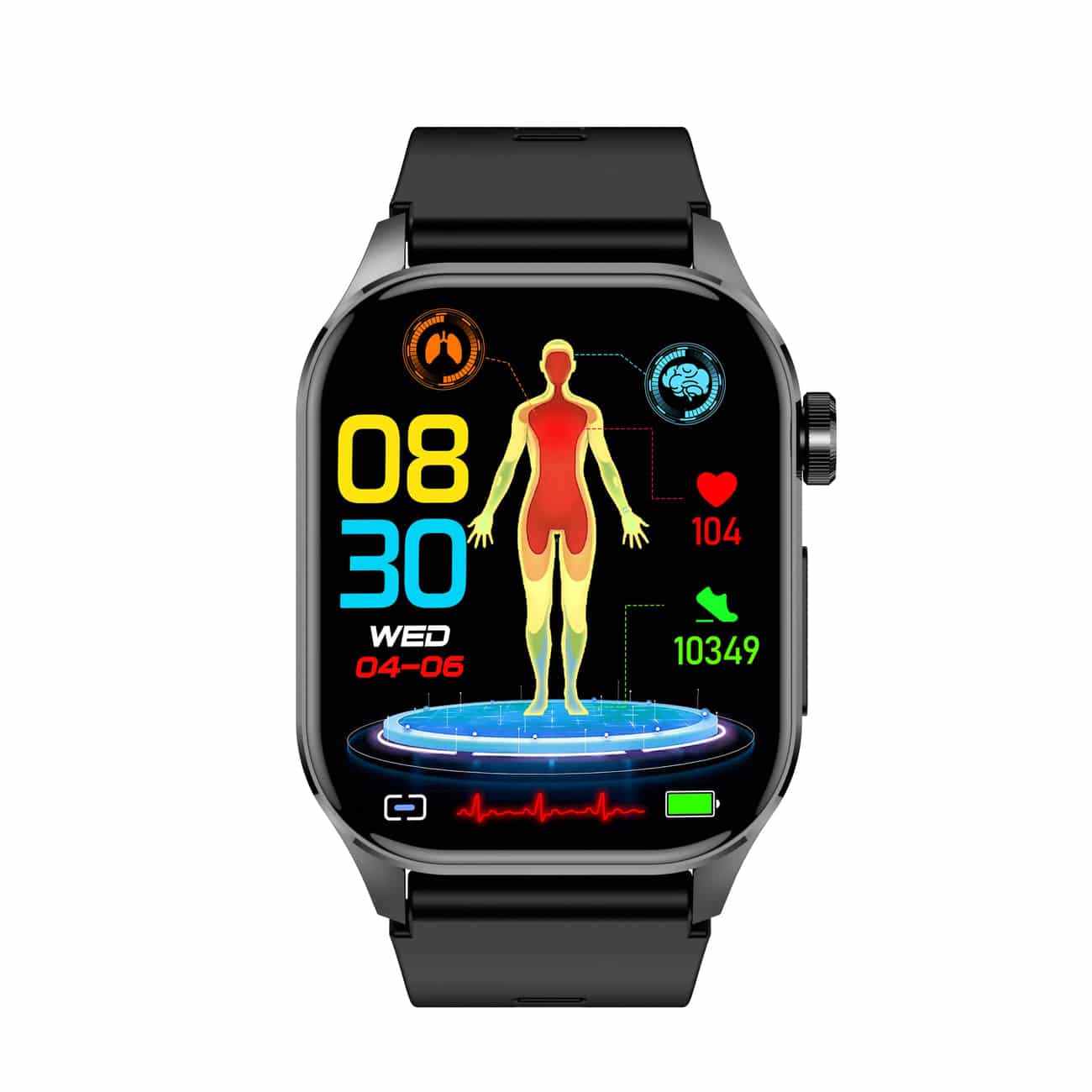 Intelligente Gesundheitsuhr: EKG, Blutdruck, Fitness & Schlaf-Tracking | Kompatibel mit iOS & Android